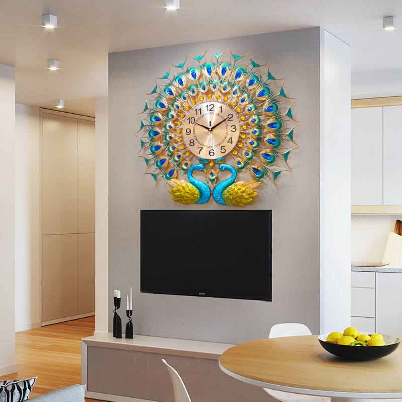 Modern Luxury Peacock Wall Clock Diamond Vintage Design- Pwc4