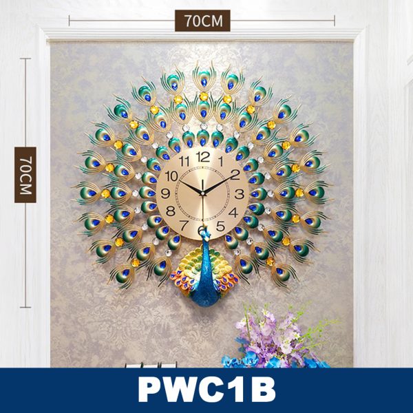 Modern Luxury Peacock Wall Clock Diamond Vintage Design- Pwc1b